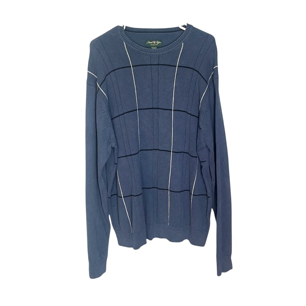 David Taylor Collection Men's Knit Long Sleeve‎ Sweater Blue XL 100% Cotton